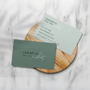 Olive Pastel Aesthetic Typography Makeup Artist Business Card