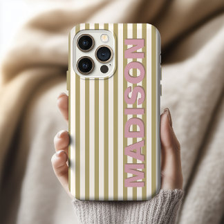 Olive Pastel Stripe Graduation Student Nurse Name iPhone 16 Pro Max Case