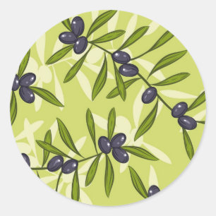 Olive Pattern Classic Round Sticker