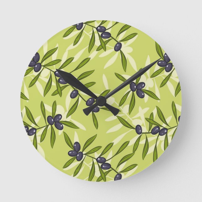 Olive Pattern Round Clock (Front)