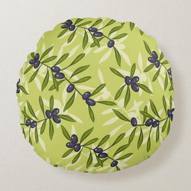 Olive Pattern Round Cushion (Front)