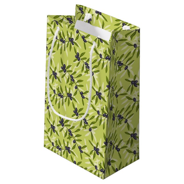 Olive Pattern Small Gift Bag (Back Angled)