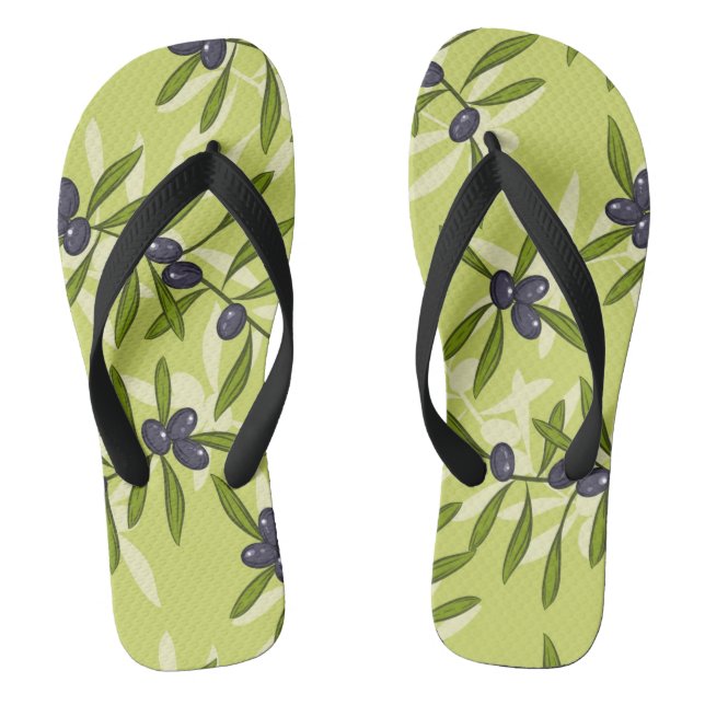Olive Pattern Thongs (Footbed)