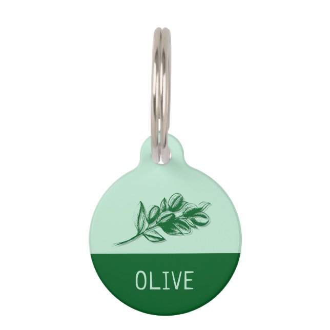 Olive Pet Cat Dog Name Tag (Front)