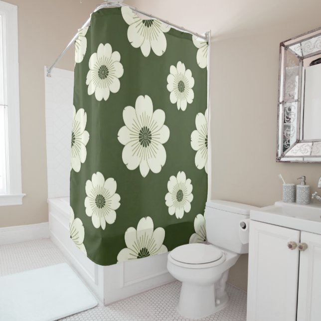 Olive Petals Shower Curtain (In Situ)