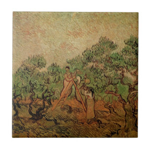 Olive Picking by Vincent van Gogh Ceramic Tile