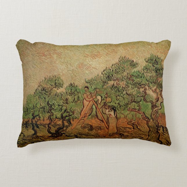 Olive Picking by Vincent van Gogh Decorative Cushion (Front)