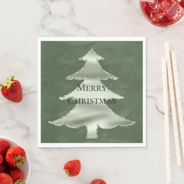 Olive Pistachio Mint Green Christmas Tree Texture Napkin (Insitu)