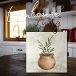 Olive Plant in Rustic Planter Watercolors Ceramic Tile<br><div class="desc">Watercolor olives & branches design in a rustic planter pot on a faux background. Mix & match with other tiles to create your perfect look.   100% customer satisfaction with "Zazzle" every day.</div>