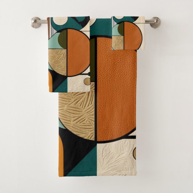 Olive Pop Patterns | Retro-Inspired Art Bath Towel Set (Insitu)