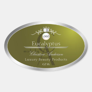 Olive Product Label Silver Frame Logo and Monogram
