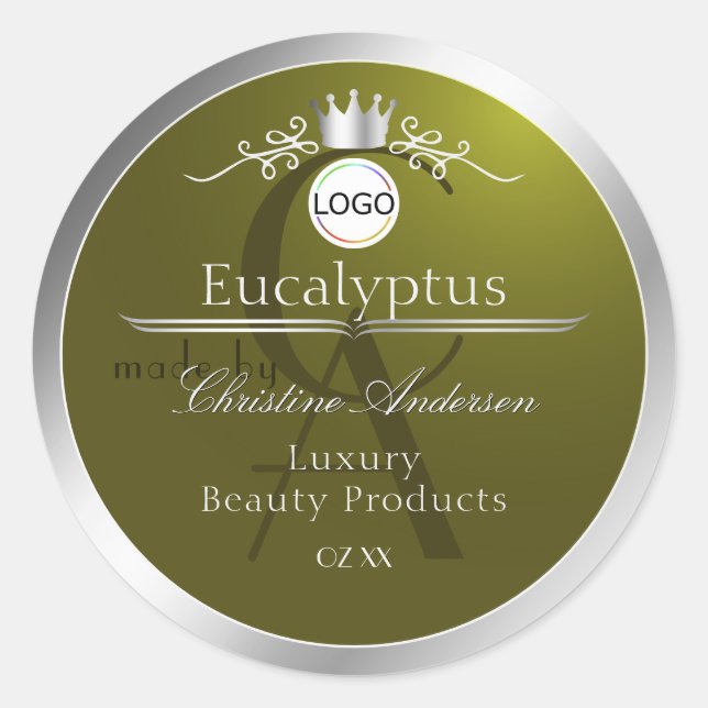 Olive Product Label Silver Frame Logo and Monogram (Front)