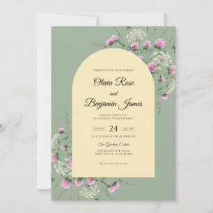 Olive Purple Wildflower Wedding Invitation