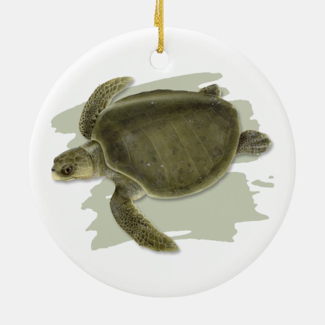 Olive Ridley Sea Turtle Ceramic Ornament (Back)