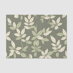 Olive Sage Botanical Leaves Pattern Tissue Paper