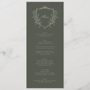 olive sage Crest Classic Elegant Wedding Menu