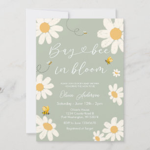 Olive Sage Daisy Retro Bay Bee Baby Shower  Invitation