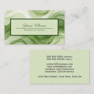 Olive & Sage Green Pretty Watercolor Business Card