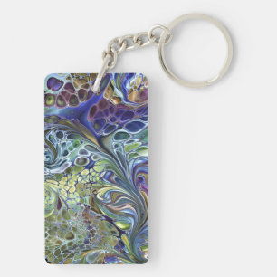 Olive sage green, purple blue burgundy abstract key ring