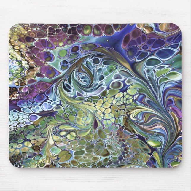 Olive sage green, purple blue burgundy abstract mouse pad (Front)