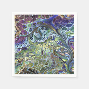 Olive sage green, purple blue burgundy abstract napkin