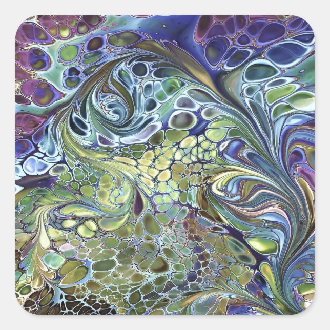 Olive sage green, purple blue burgundy abstract  square sticker (Front)