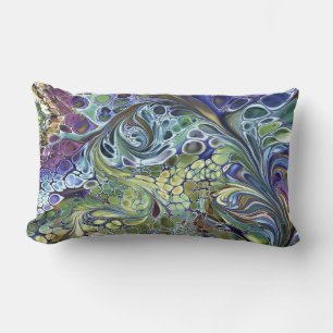 Olive sage green, purple blue burgundy abstract th lumbar cushion