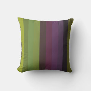 Olive, Sage & Plum Moody Vertical Stripes Cushion