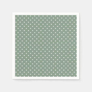 Olive Sage Polka Dots Pattern Paper Napkin