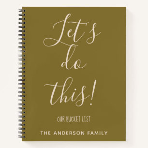 Olive Script Family Bucket List Vacation Planner Notebook