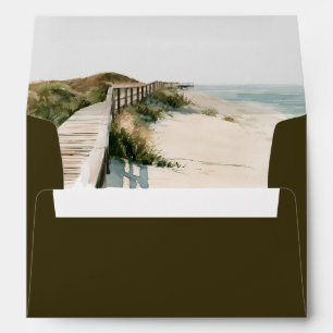 Olive Sea Oats Outer Banks Wedding Return Address Envelope