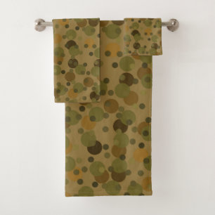 Olive shades polka dots bath towel set