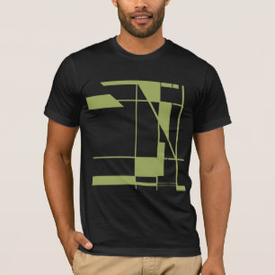 Olive Shapes Lines MCM Look Geometric Abstract T-Shirt