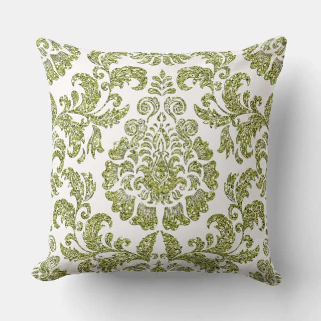 Olive Sparkle Glitter Reversible Pillow (Front)