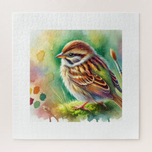 Olive Sparrow Watercolor Harmony 300824AREF151 - W Jigsaw Puzzle