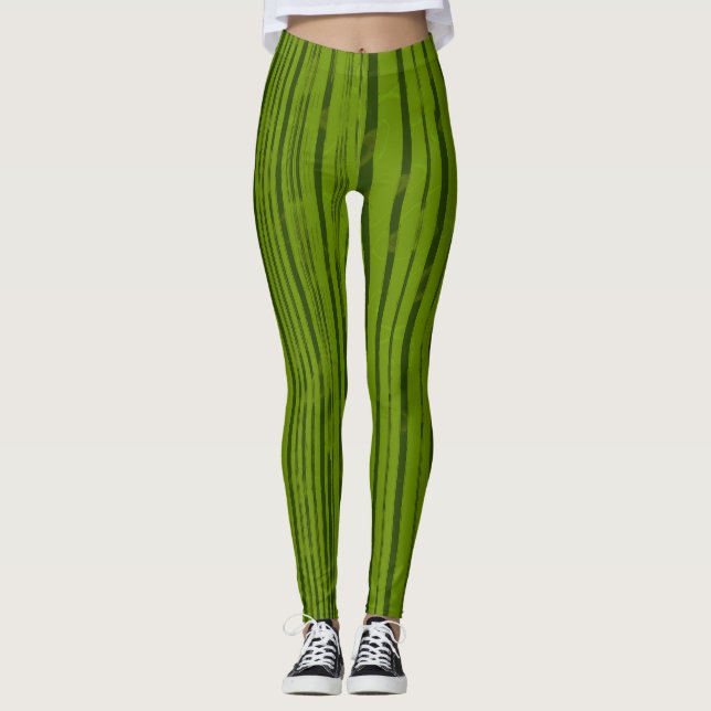 Olive Striped  Leggings (Front)