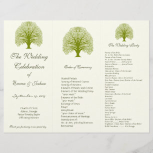 Olive Swirl Tree TriFold Wedding Program