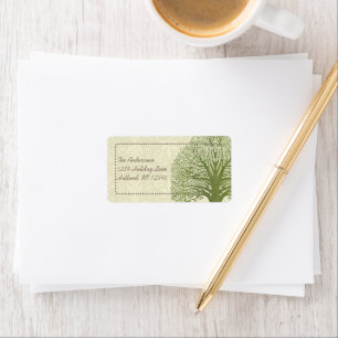 Olive Swirl Whimsical Tree Return Address Labels