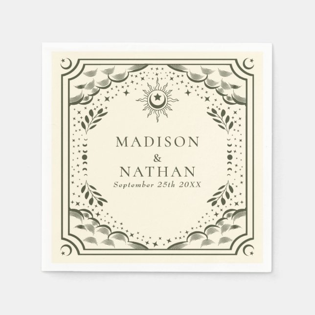 Olive Tarot Card Gothic Wedding  Napkin (Front)