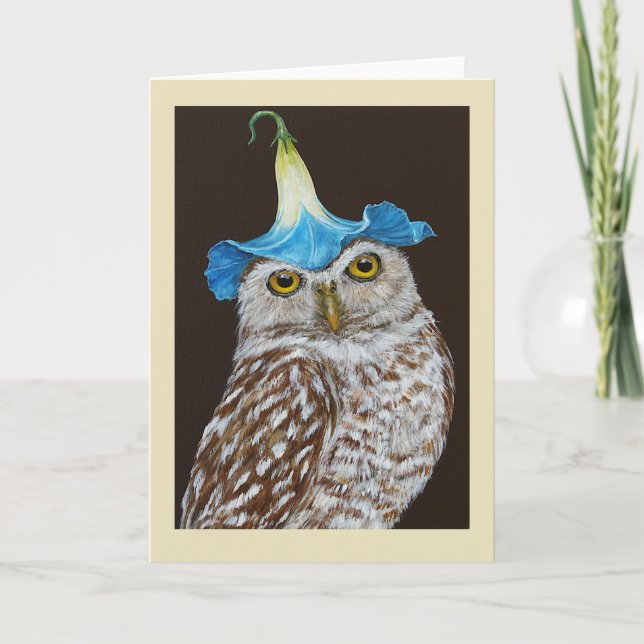 Olive the burrowing owl card (Front)
