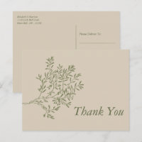 Olive Tree Branch, Rustic & Minimalistic Thank You