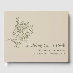Olive Tree Branch, Rustic & Minimalistic Wedding Guest Book
