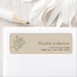 Olive Tree Branch, Rustic & Minimalistic Wedding Return Address Label