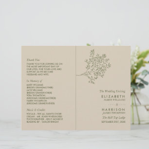Olive Tree Branch, Rustic Wedding Programme