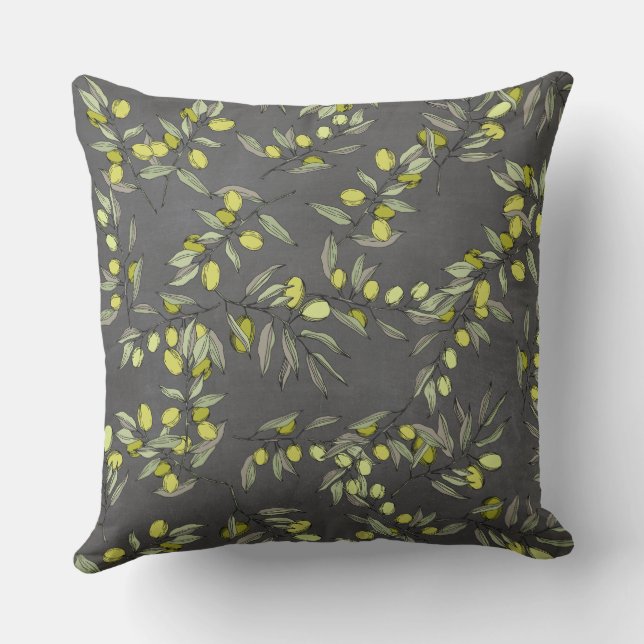 Olive Tree Branches Pattern Cushion (Back)