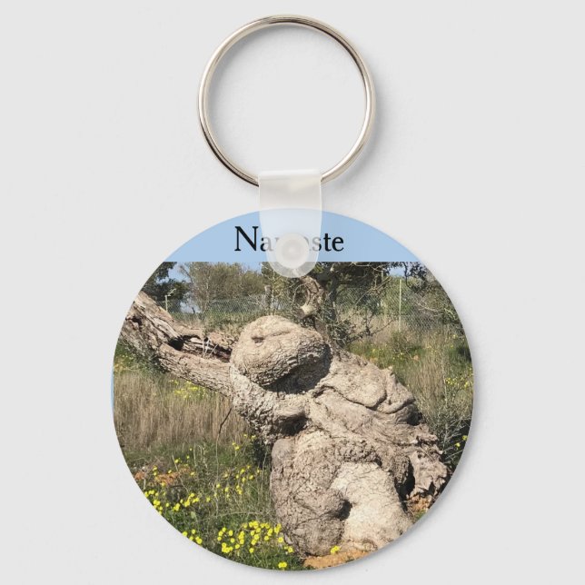 Olive Tree in Yoga Position  Key Ring (Front)