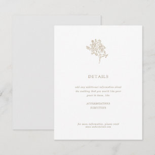 Olive Tree Minimalist Wedding Details Gold Enclosure Card
