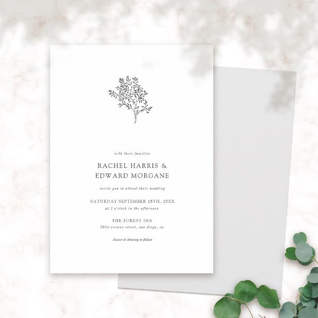 Olive Tree Minimalist Wedding Invitation | Black (Creator Uploaded)