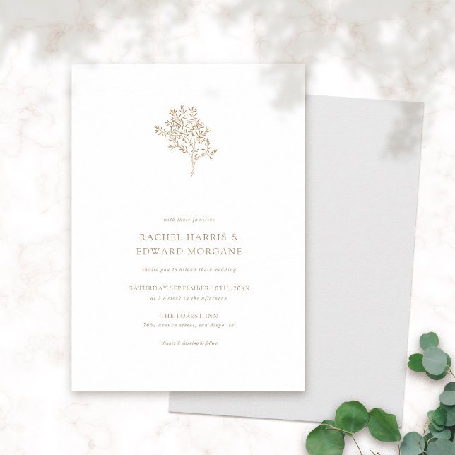Olive Tree Minimalist Wedding Invitation | Gold (Creator Uploaded)