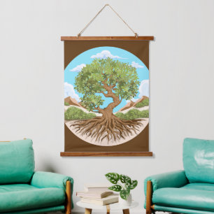 Olive tree Peace symbol in a free Palestine Land Hanging Tapestry